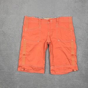 Aventura Womens Orange Organic Cotton Cargo Shorts Size 10 Contrast Stitching